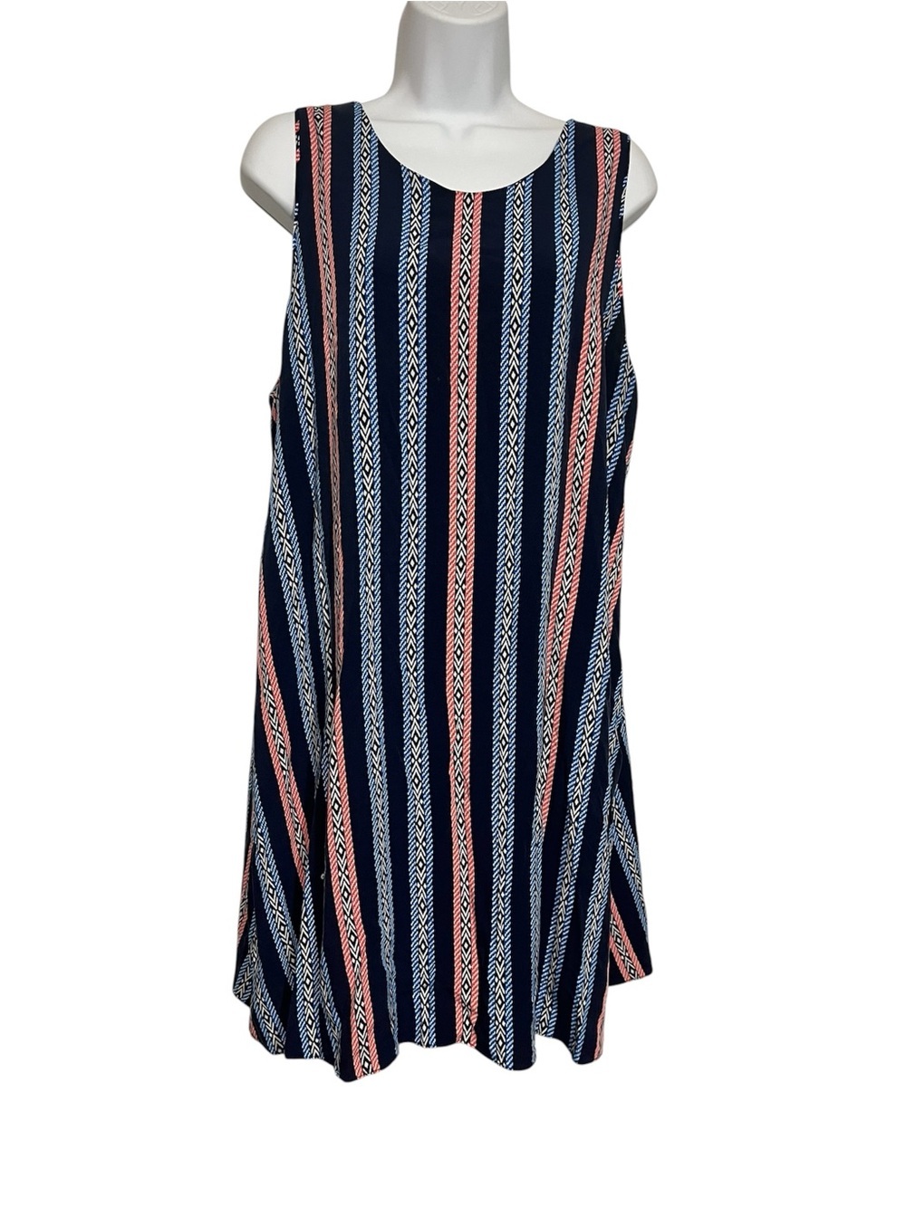Nordstrom Hatley Navy Dress Tassels Size XL Stripes Red White Blue Sundress Boho